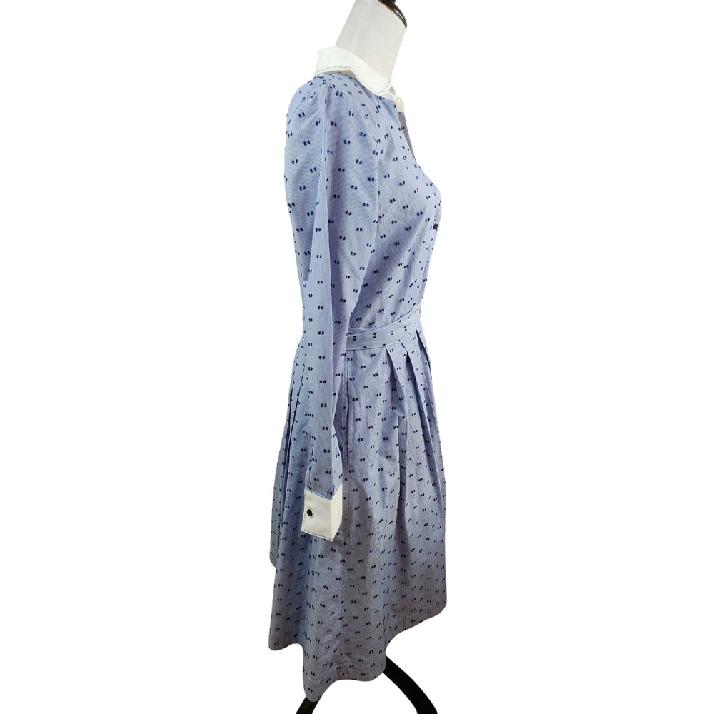 Brooks Brothers Blue Clip-Dot Button Down Dobby Shirt Dress Womens Sz 10 Luxury - Picture 3 of 11